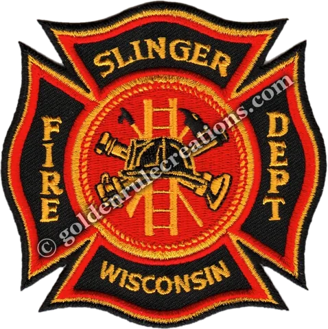 Custom embroidered Slinger Fire Department, WI patch