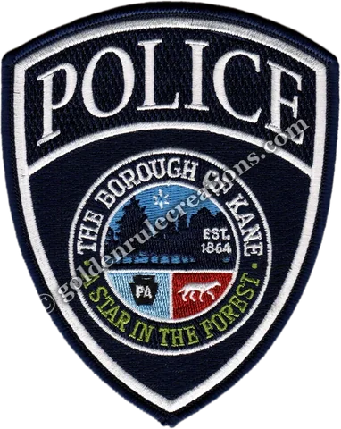Custom embroidered Borough of Kane Police, PA patch