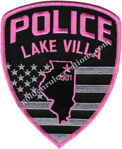 Police patch with a pink thin-line flag design for breast cancer awareness