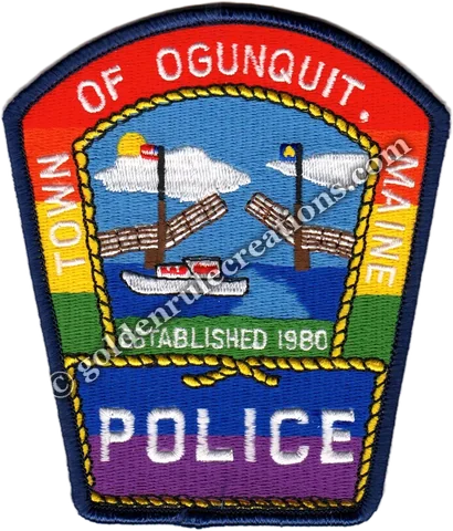 Police patch produced with a rainbow Pride background