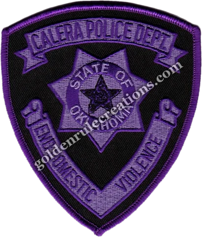 Police patch produced in purple and black with an End Domestic Violence banner