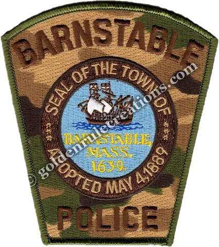 Police department patch in a subdued camouflage finish for military and veterans appreciation